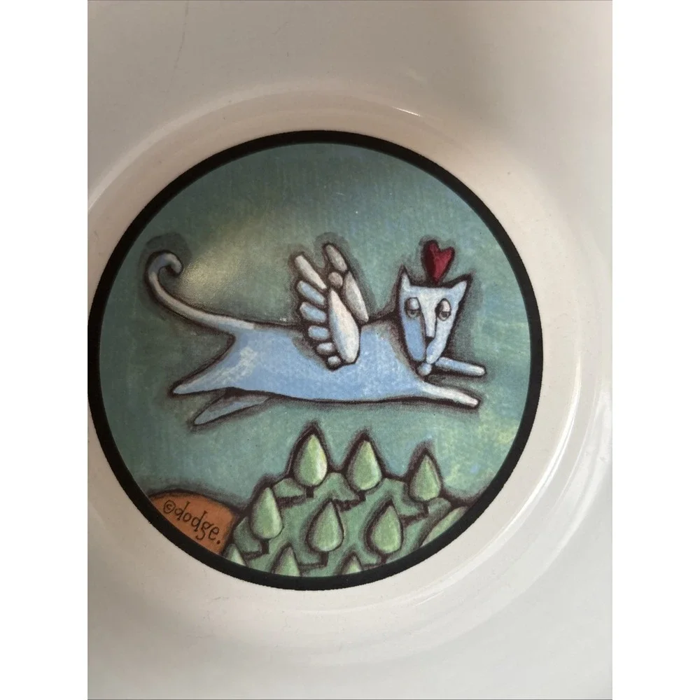 Ursula Dodge Cat Pet Bowl Signature Housewares Flight Of The Blue Cat Stoneware
